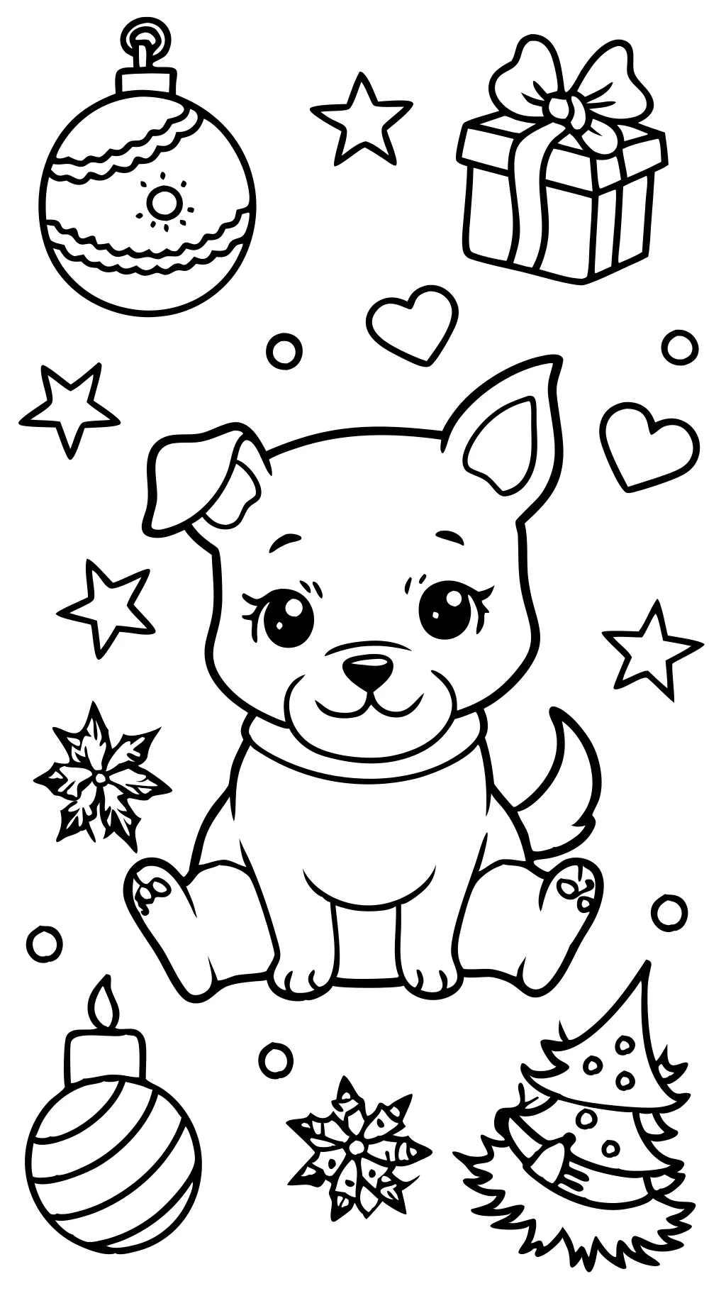 coloriage de chiot de Noël